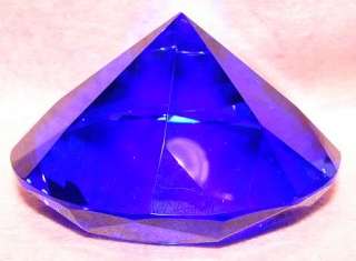 HUGE60 MM Cut Glass Diamond Paperweight COBALT BLUE  