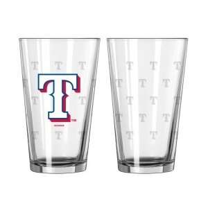 Texas Rangers Stain Etch Pint Glass Set (2)  Sports 