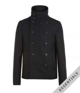 Juror Pea Coat, Men, Outerwear, AllSaints Spitalfields