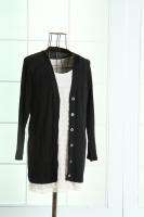 New Basic Black COTTON Cardigan Long sleeve SWEATER WOMENS  