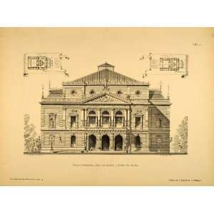 1890 Print Rotterdam Theatre J. Verheul Architecture   Original 