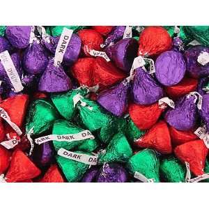 Hersheys Kisses   Dark Chocolate   Red, Green & Purple Foil, 4.5 lbs