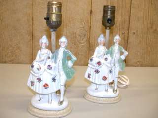 Vintage Martha & George Porcelain Electric Lamps  