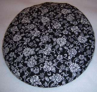 WHITE FLORAL on Black 14 x 13 Toilet Seat Lid Cover  