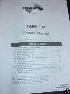 Tecumseh 8HP 10HP Snowblower Engine Operators Manual  