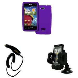  LG Lucid 4G VS840 Silicone Skin Case Cover (Purple) + Car Dashboard 
