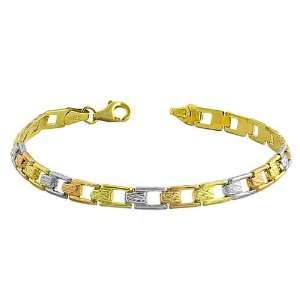    color Gold Polished/ Diamond cut Box Link Bracelet (7 Inch) Jewelry