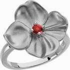 Gems is Me 10K White Gold Chatham Created Ruby Flower Ring