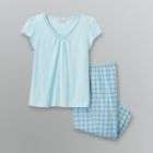 Laura Scott Womens Satin Trim Knit Pajama Set