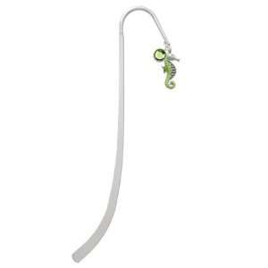  Green Seahorse Silver Plated Charm Bookmark with Peridot 