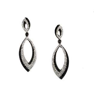 Grande Jewelry 1 1/4 ct Ladies Black & White Diamond Earring in 14k 