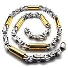 Necklaces Mens Gold Titanium Silver Chain Steel Necklace