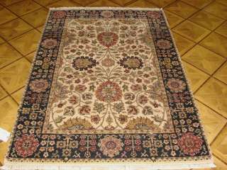 4x6 Beige Black Red Fine Hand knotted Wool Persian Oriental Rug  