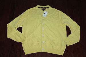 AUTH $128 Ralph Lauren Rugby Mens Yellow Cashmere Cotton Cardigan XL 