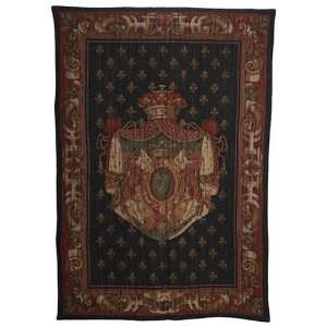   39 by 56 Inch Belgian Coat of Arms Tapestry, Black