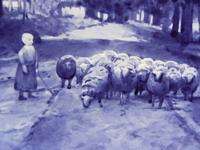 d393 SHEPHERD and FLOCK on 16½ Plate PORCELEYNE FLES  