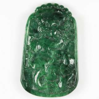   Badge Ruyi Green Pendant 100% Natural Chinese Jade Jadeite  