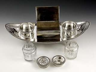 OLD SHEFFIELD SILVER PLATE CUT GLASS INKWELL c1790s  