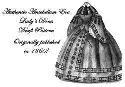 Antebellum Civil War Dress Pattern Gown Draft 1860  