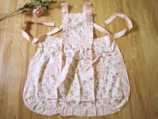 Lovely Pink Country Flower Frill Pocket Cotton Apron  