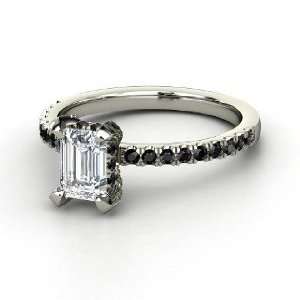  Reese Ring, Emerald Cut Diamond 14K White Gold Ring with 
