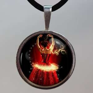 Magical Dancer Domed Glass Tile Necklace Pendant D54  