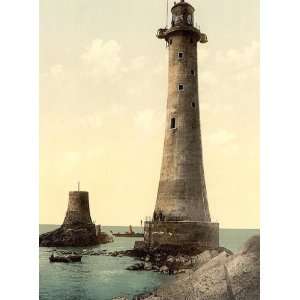 Vintage Travel Poster   Eddystone Lighthouse Plymouth England 24 X 18