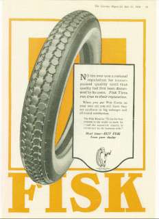 1920 Fisk Tire Co. NATIONAL REPUTATION Vintage Ad  