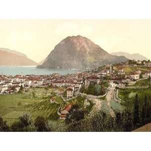Vintage Travel Poster   Lugano from Massagno Tessin Switzerland 24 X 
