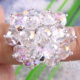 White Swarovski Crystal Faceted Ring SZ 7 10 TZ077  