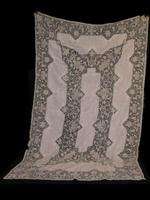 Reticella Lace/Embroidered Linen Banquet Tablecloth 30s  