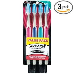 Reach Advanced Design Soft Value Pack Toothbrushes, 4 count Packages 