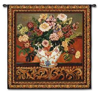 TUSCAN FLORAL CENTERPIECE ART TAPESTRY WALL HANGING LG  