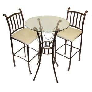 Home Source Industries Italian Bistro 3 Piece Pub Set with Glass Table 
