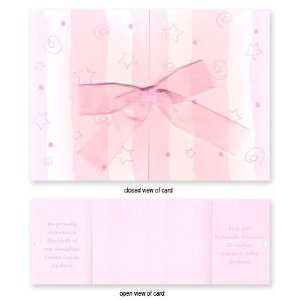  Photo Cards   Pink Stars and Stripes with Ribbon Birth 