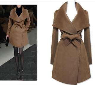 New Fashion Womens Cashmere Blending Wide Lapels Coat Jacket XS S M L 