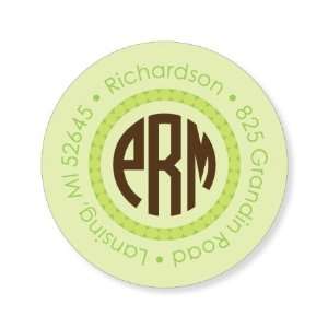  Dots & Monogram Lime Round Labels