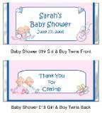 BABY SHOWER Candy Bar Wrappers Twins Girls & Boys CUTE  