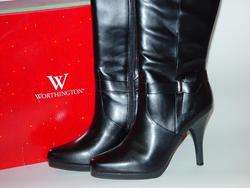 NIB Worthington Black 4+ Spike High Heel Knee Boots 11  