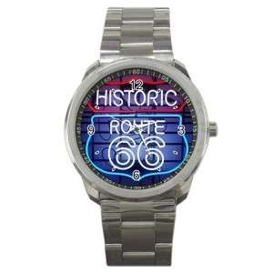 Retro Route 66 Neon Sign Sports Metal Watch New  