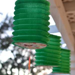 Triangle shaped Asian Style Lanterns (3 Per Pack)  Green 