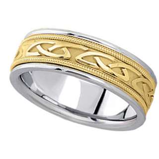 Hand Made Celtic Wedding Ring Band 18k Two Tone Gold 6m  