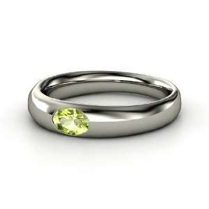  Solo Ring, Oval Peridot 14K White Gold Ring Jewelry