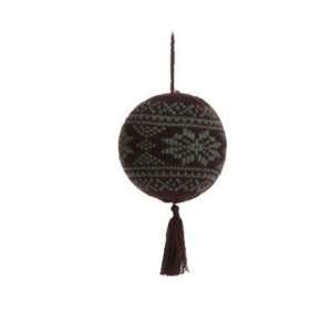  Raz Imports Brown with Green Knitting Ball Ornament 