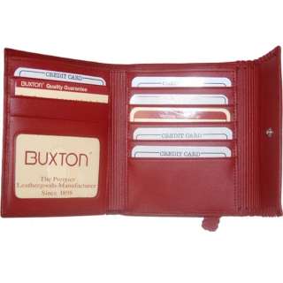 Buxton Genuine Leather Ladies Wallet Red #BX24530S 803698926603  