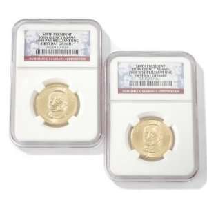   Adams 1 P & 1 D First Day Issue BU NGC (Two Coins)