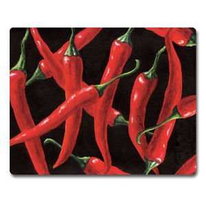  Red Chilies Tempered Glass Cutting Board, 15 x 12 