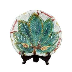  Staffordshire Style Hand Painted Colored Leaf Plate Dish 
