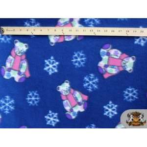  Fleece Fabric Printed Christmas *Teddy Blue* Fabric By the Yard 
