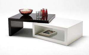Modern White and Black Lacquer Coffee Table  